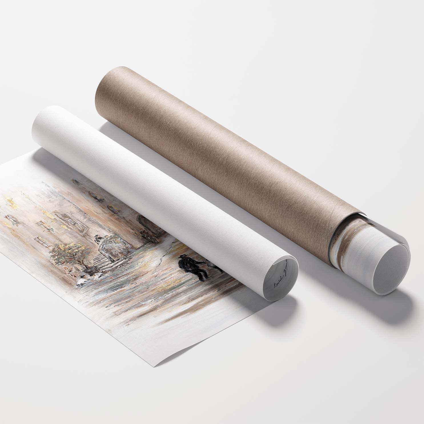 Rolled canvas mockup with tube 2